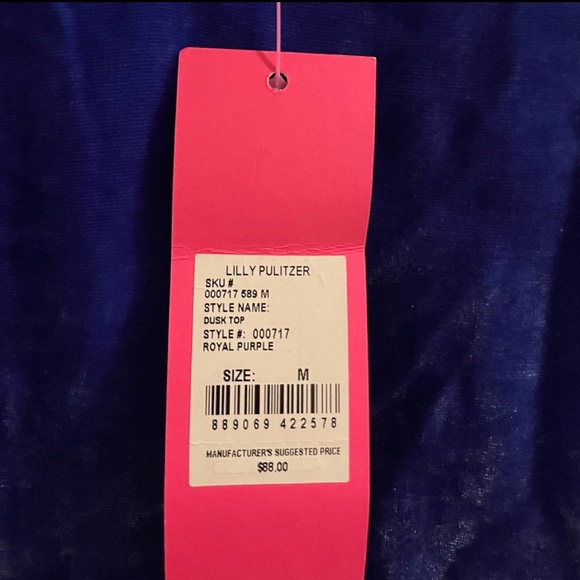 NWT Lilly Pulitzer Blue Crushed Velvet Top Size Medium - Picture 4 of 5